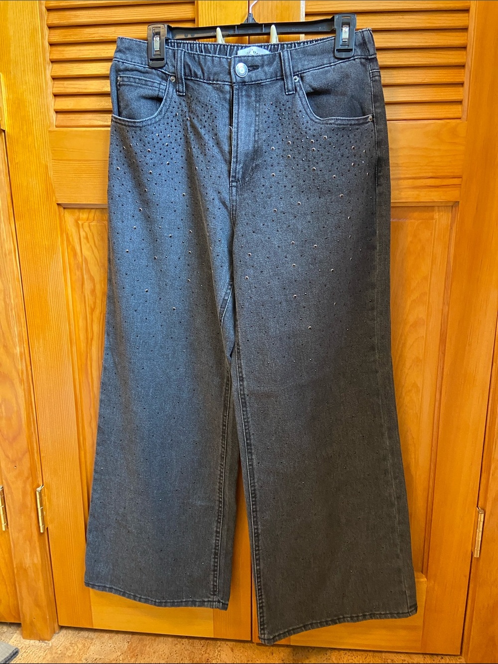 Vanilla Star Black Wide-Leg Jeans with Stud Detailing